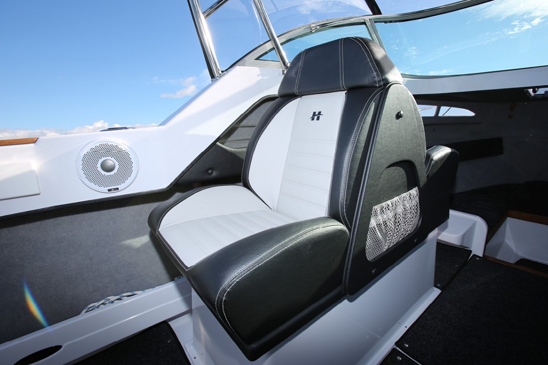 Back-to back seats use high quality long lasting marine upholstery | REDHOT Marine