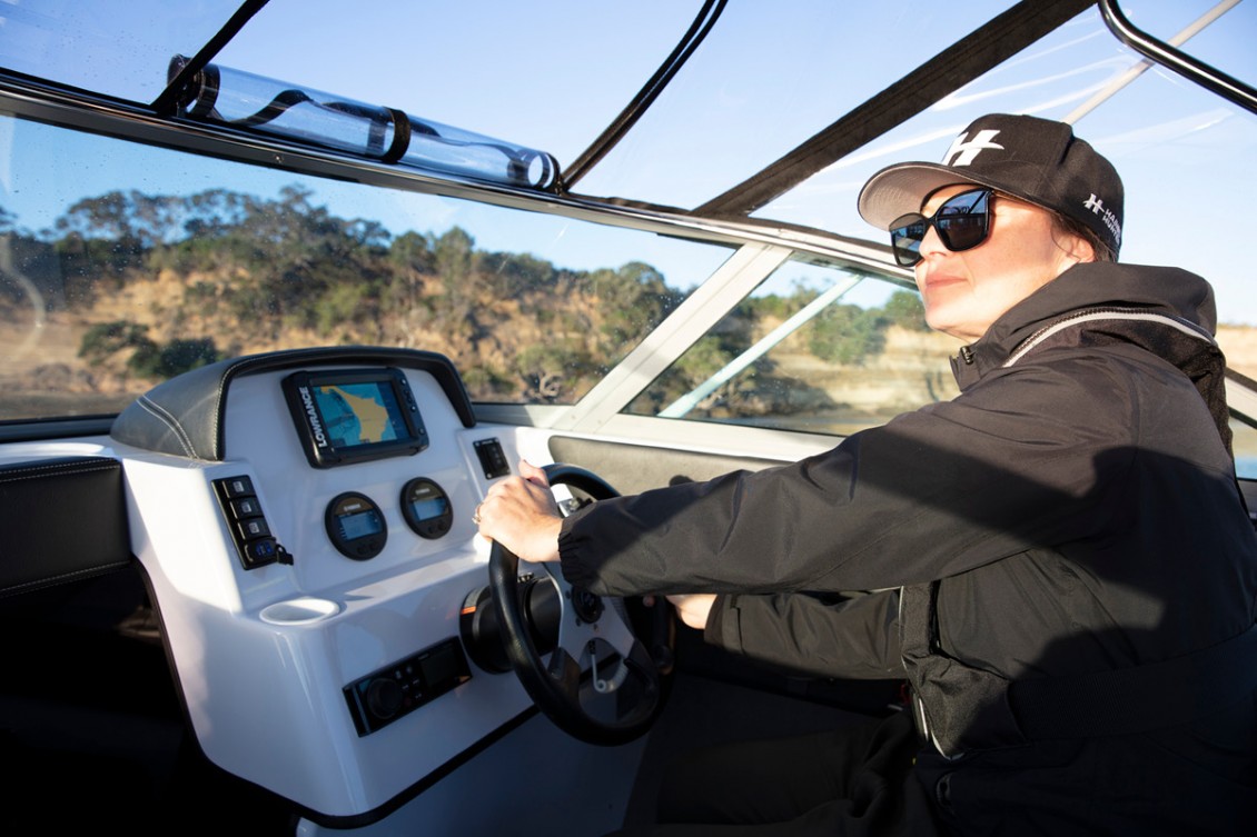 Ergonomic dash with gauges and switches within easy reach | REDHOT Marine